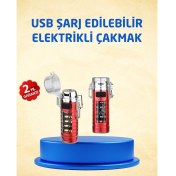 Resim Tip C Şarjlı Dijital Ekranlı Çakmak ve El Feneri 