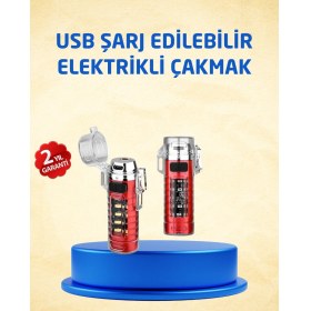 Resim Tip C Şarjlı Dijital Ekranlı Çakmak ve El Feneri 