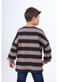Resim Toontoy Kids Toontoy Erkek Çocuk Çizgili Sweatshirt Acı Kahve 