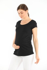 Resim MEGHAN L.A Hamile Esnek Pamuklu Kumaş T-shirt 