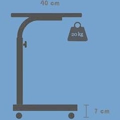 Resim Laptop Sehpası Ve Çalışma Masası Yükseklik Ayarlı Tekerlekli Oval Kenar (80 LİK SEHPA) 
