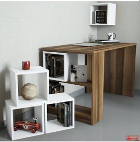 Resim Variant Box Kitaplık Ve Çalışma Masası Takımı - Ceviz / Beyaz Beyaz - Ceviz 
