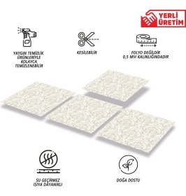 Resim Kendinden Yapışkanlı Salon Çiçekli Desenli Pvc Karo 30X30 cm (33 Adet) 3m2 