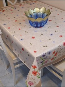 Resim Elyaflı Pvc Muşamba - Desenli Silinebilir Masa Örtüsü Gri Mrl122 Kahverengi 