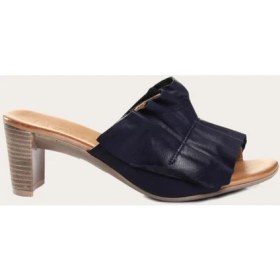 Resim Bueno Shoes Lacivert Deri Kadın Topuklu Terlik 