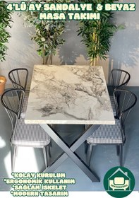 Resim Beyaz 70x110 Cm X Ayak Masa Ay Sandalyeli Masa Takımı 