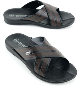 Resim Gezer Erkek Yazlık PU Taban Suni Deri Rahat Taban Ev Bahçe Günlük Terlik 