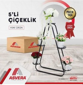 Resim Asvera 5'li Metal Portatif Çiçeklikleri - Çiçek Standı 