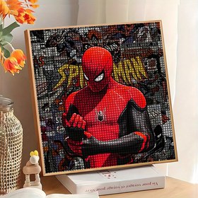 Resim 1 adet MARVEL Spider-Man 5D DIY Elmas Boyama Kiti - Yuvarlak Akrilik Elmaslar, Tam Elmas Nakış Çapraz Dikiş, 30.0x30.0cm Kanvas Ev Dekorasyonu ve El Sanatları, Babalar Günü/Doğum Günü Hediyesi, Yeni Elmas Boyama Kiti, En İyi 