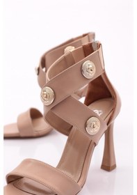 Resim Dgn 6903 Kadın Metal İşlemeli Topuklu Abiye Ayakkabi Bej 