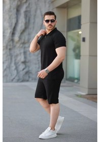 Resim Erkek Şort Tişört Alt Üst Takım Siyah 