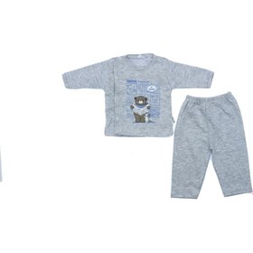 Resim minishbabykids Gazeteli Ayı Patiksiz Takım Yenidoğan Erkek Bebek Takımı 0-3 Ay 