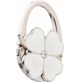 Resim Chuangyinshop 1 Adet Zarif Yonca Desenli Katlanır Çanta Askısı - Çiçek Kalp Detaylı Çinko Alaşım Masa Kancası Diğer 