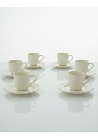 Resim Sedef Yaldızlı 12 Parça Porselen Kahve Fincan Takımı Beyaz 