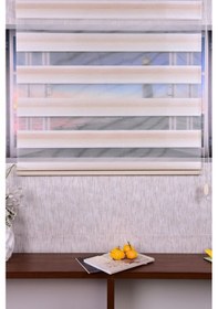 Resim Gri Kendinden Desenli Etek Dilimsiz Ds 11714-v5 Zebra Stor Güneşlik Perde 