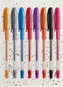 Resim Simli Jel Kalem 8 Renk 1.0mm Akıcı Yazım Pensan Simli Jel Kalem Tükenmez Simli Kalem Simli Pilot Kalem Canlı Çok Renkli 