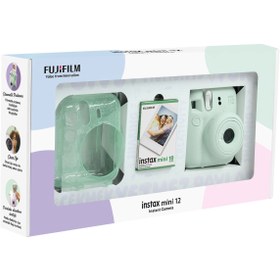 Resim Fujifilm Instax mini 12 Yeşil Fotoğraf Makinesi 10'lu Film ve Pleksi Kılıf Bundle Box 