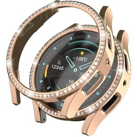 Resim Samsung Galaxy Uyumlu Watch 6 İçin 44mm Elmas İçi Boş Pc İzle Koruyucu Kılıf Gül Altın 
