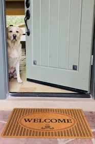 Resim Welcome, Hoşgeldiniz, Modern Dayanıklı Uzun Ömürlü Kapı Önü Paspası, desenli paspas, çeyiz eşyası 