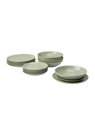 Resim 18 Parça Färgklar Yemek Takımı Meridyendukkan Mat Açık Yeşil Renk Stoneware Set 