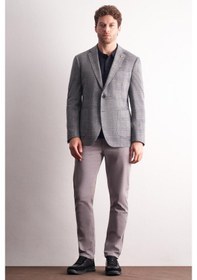 Resim İmza Lacivert Mono Yaka Ekose Desen Pamuklu 6 Drop Comfort Fit Classic Ceket 1002255152 Lacivert 