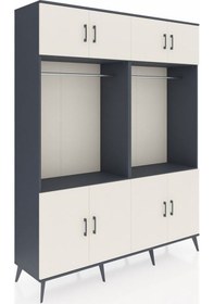 Resim Hyperion Gardrop 10 Raflı 8 Kapaklı 2 Askılı 176x44x221 Antrasit-aytaşı/antrasit Aytaşı/antrasit 