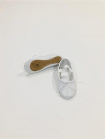 Resim Yıldız Bale Kostüm ve Spor Ürünleri Beyaz Deri Tek Taban Bale Patiği 