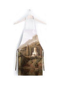 Resim Orman Manzara Detaylı Mutfak Önlüğü Keten Kumaş, Uluslararası Yıkama Ve Solmama Sertifikası Çok Renkli 