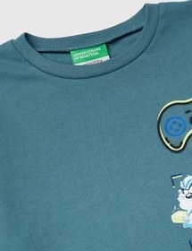 Resim Benetton Erkek Çocuk Siyah Tazmanya Baskılı Kabartmalı Uzun Kollu T-shirt 
