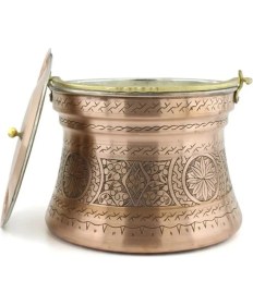 Resim El Işlemeli Bakır Yoğurt Kabı 5 Lt, Gaziantep Sanatı, Dayanıklı ve Şık Tasarım 