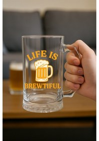 Resim Baskılı Bira Bardağı Life 