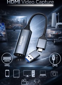 Resim Venas 4K 30Hz HDMI Video Capture Card USB 3.0 ve Type-C Görüntü Yakalama Kartı 