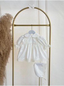 Resim Hobidik Kız Bebek Çocuk Beyaz Dantelli Bebe Yaka Mevlüt Elbise Seti 