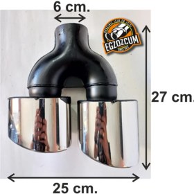 Resim 100 Mm. Paslanmaz Krom Yassı Çiftli Sağ/sol Takım Egzoz Eksoz Ucu 2 Adet (Çapraz Eşit) 