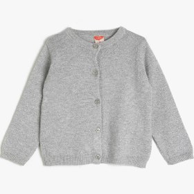 Resim Kız Bebek Uzun Kollu Basic Düğmeli Triko Hırka 