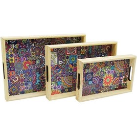 Resim 3 Boy Ahşap Tepsi Desenli Zemin 16x26 - 21x31 - 24x34cm Bambu 