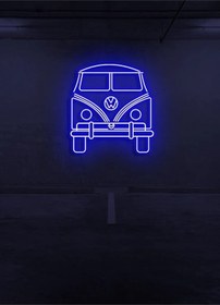 Resim Minibüs Figürlü Neon Tabela Mavi 