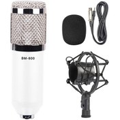Resim BM-800 3.5mm Stüdyo Kayıt Condenser Mikrofon Seti Beyaz 