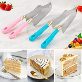 Resim 1 adet Ergonomik Plastik Saplı Paslanmaz Çelik Kek Bıçağı - Kek, Pastaneler ve Tatlar için Hassas Kesim için Şık Tasarım - Doğum Günleri, Düğünler ve Mutfak Pişirme, Kek Süsleme Malzemeleri için Mükemmel 