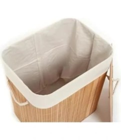 Resim Bambu Katlanabilir Çamaşır Sepeti Dikdörtgen Kirli Sepeti 42X32X50 