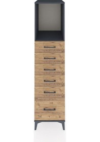 Resim Kronos Dolap Tek Raflı 6 Çekmeceli 44x59x182 Antrasit-çam Antrasit 