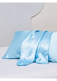 Resim Büro Ev Ofis Hediyesi İçin 2adet 50x70cm Açık Mavi Mikro Saten Yastık Kılıfı Seti Diğer 