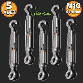 Resim Badem10 Çelik Kanca M10 Yük Halat Gerdirme Galvanizli Paslanmaz Çektirme Yük Gergi Demiri 5 Adet 