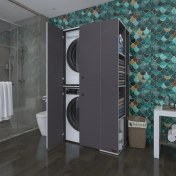 Resim Kenzlife çamaşır-kurutma makinesi dolabı kapaklı foka gri 180*090*60 banyo arkalıksız 