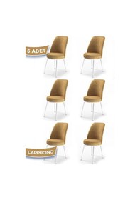 Resim Canisa Concept Dexa Serisi Cappucino Renk 6 Adet Sandalye, Renk Cappucino, Ayaklar Beyaz Cappuccino 