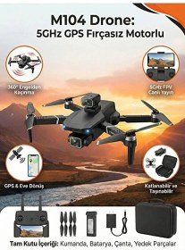 Resim M104 4k Kameralı Gps'li Drone - Fırçasız Motor, 360 Engel Kaçınma Sensörü Ve 5ghz Fpv Aktarım 