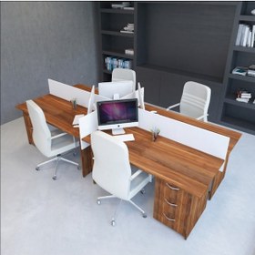 Resim Burovena Vena Nil Workstation Dörtlü Çalışma Masa 320Cm X 140Cm X 115H 