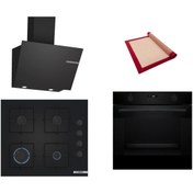 Resim Bosch Siyah 3 lü Ankastre Set (HUA736EA0T-POP6C6P30O-DWK66PJ60T ) Buhar Destekli - Pişirme Matı ile 