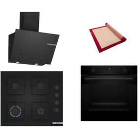 Resim Bosch Siyah 3 lü Ankastre Set (HUA736EA0T-POP6C6P30O-DWK66PJ60T ) Buhar Destekli - Pişirme Matı ile 