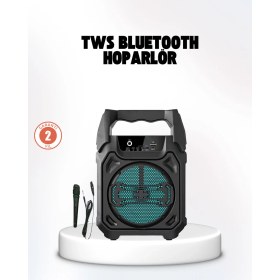 Resim Taşınabilir 6.5” Bluetooth Hoparlör USB Tf Kart Mikrofonlu Şarjlı Sistem 
